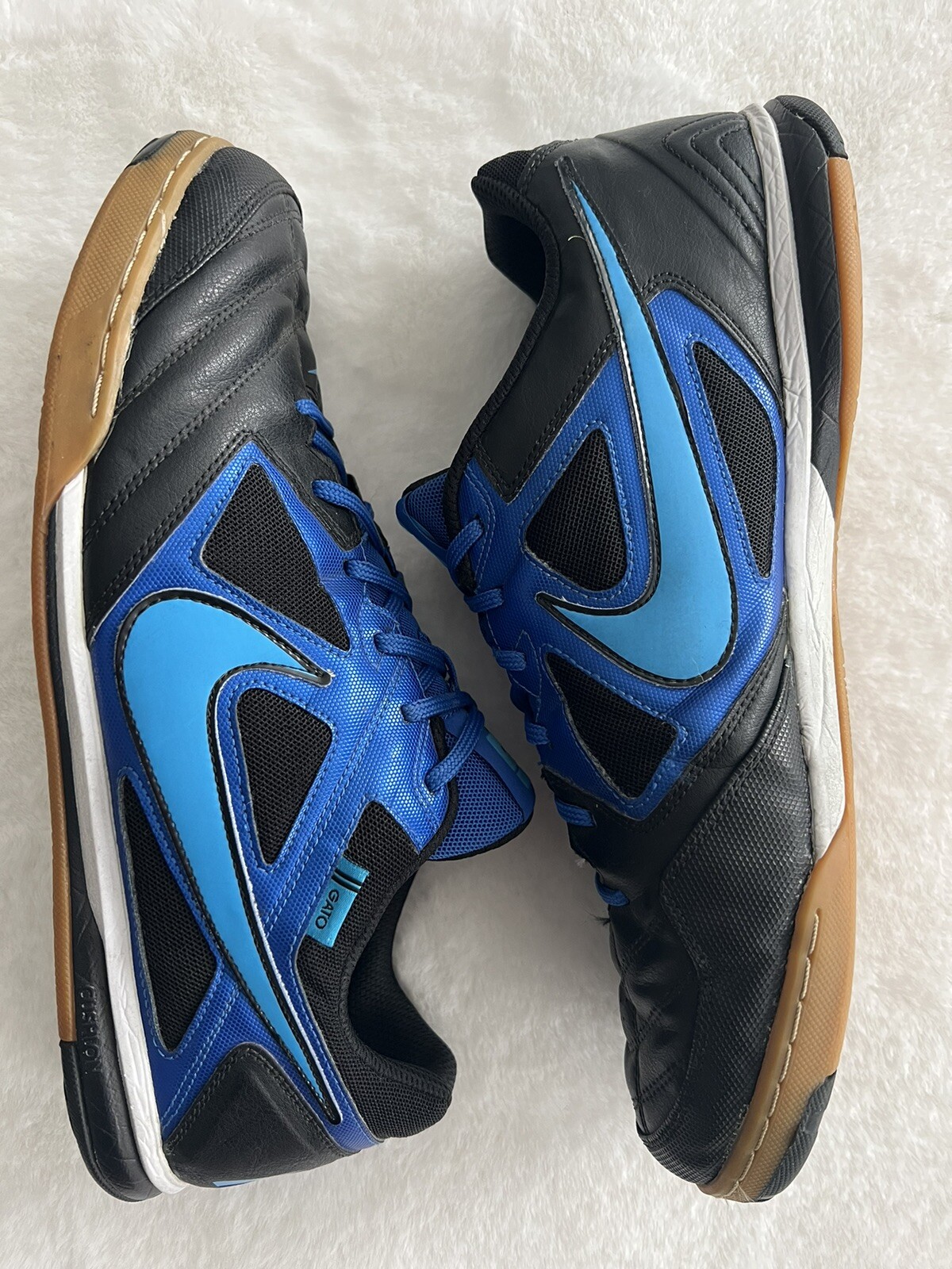 Nike 5 Gato Indoor Soccer Shoes Flat Cleats 415122044 BlackBlue Men’s