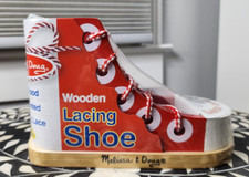 WOODEN LACING SHOW MELISSA  DOUG STURDY WOOD, AGES 3  EDUCATIONAL 