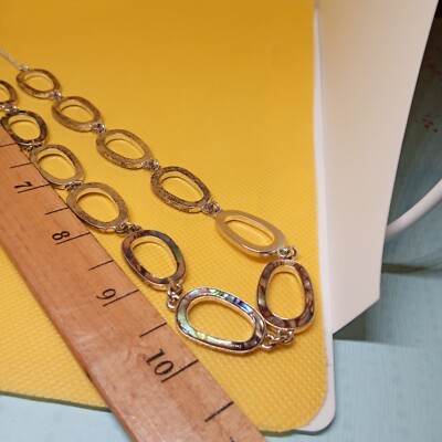 COLD WATER CREEK 21'' SILVERTONE NECKLACE Chunky Iridescent Links Claw Clasp Used