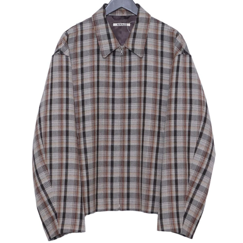 AURALEE DOUBLE FACE CHECK ZIP UP BLOUSON Men's Wool Jacket A9AB02BN Size 5