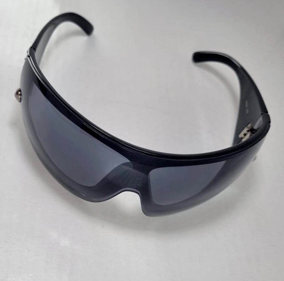 NOS Nouvelle Vague Sunglasses Black Mask Authentic Wrap Rhinestone Pearl VTG 90s - Image 4 of 4