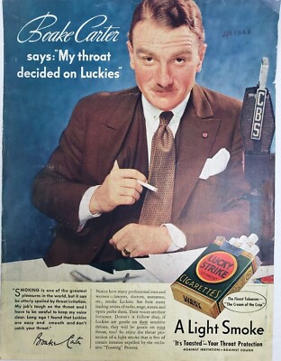 Boake Carter Lucky Strike Cigarette Vtg Magazine Ad Print Luckies Commentator