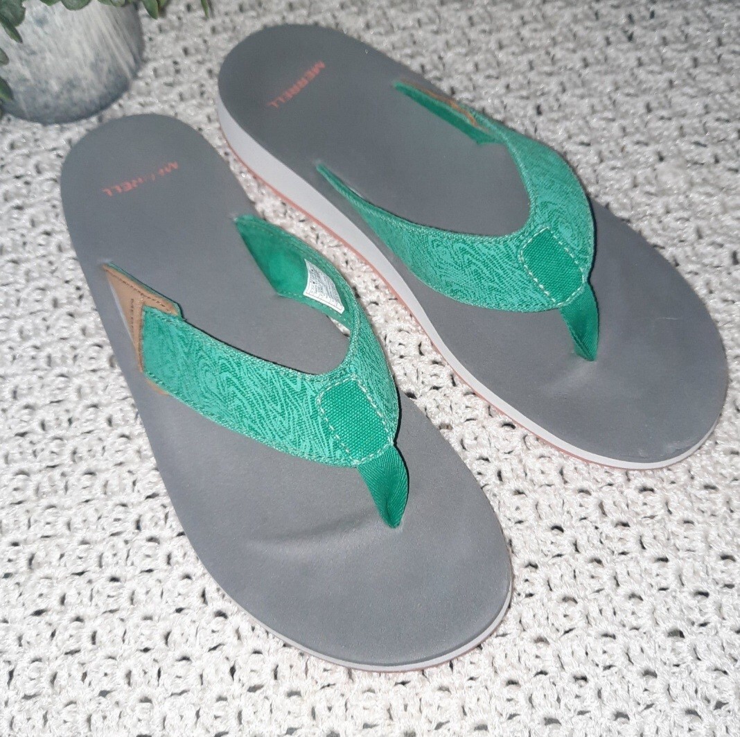 Merrell sandali donna verde marino infradito comodi slip on US 9 come nuovi!