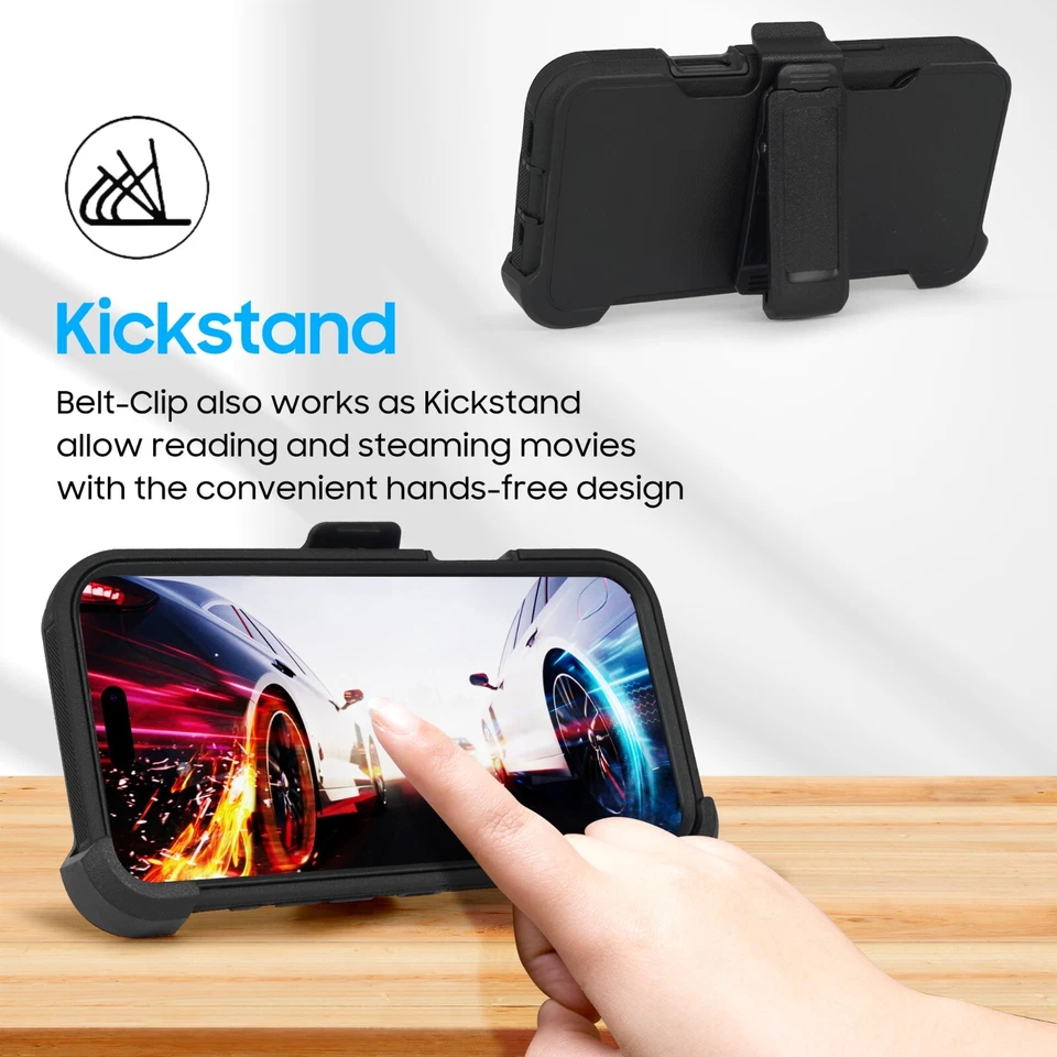 For iPhone 16, 16 Pro, Plus, 16 Pro Max Case Belt Clip Cover Built in Screen - Image 4 of 4