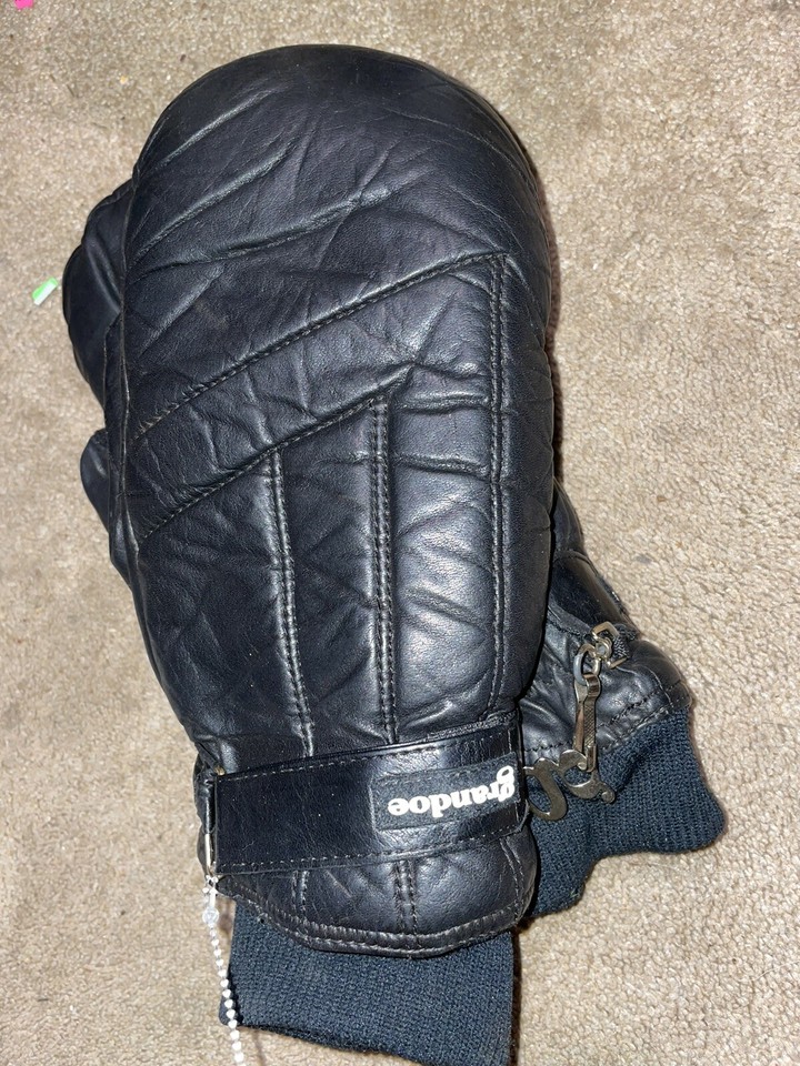 Grandoe Black Leather Ski Mittens, Men’s Large. Great Condition. eBay