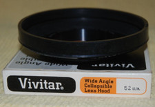 Vintage Vivitar 52mm screw in rubber collapsible hood for wide angle lens w/ box