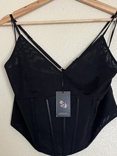 SINCERLY JULES Black Bustier Coraet Strappy Cami Tank Top Size XL NWT