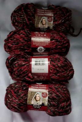 Loops & Threads Charisma Marble Cardinal Yarn - LOT OF 4 SKEINS - Red 60yds/each