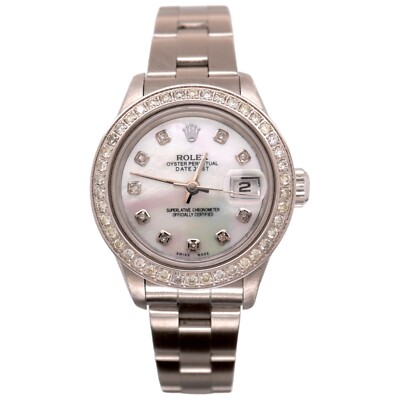 Rolex Damen Datejust 26mm Stahl Armbanduhr Auster Vereist 1.50ct Diamant Weißen
