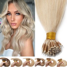 Nano Ring Beads Hair Extensions 100 Real Remy Human Hair THICK Blonde 14-24INCH