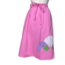 Vintage 70s wrap Skirt appliqu  Sz Small Pink Shells Beach The Frog Pond