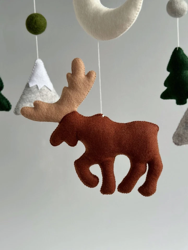 Bebé móvil Bosque bebé móvil guardería móvil alce montaña móvil bebé Foto 4 de 4