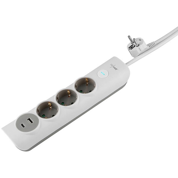 Revolt 3-Fach-Steckdosenleiste Mit USB-A Und -C, Ein/Aus-Schalter, 3.680 Watt-image
