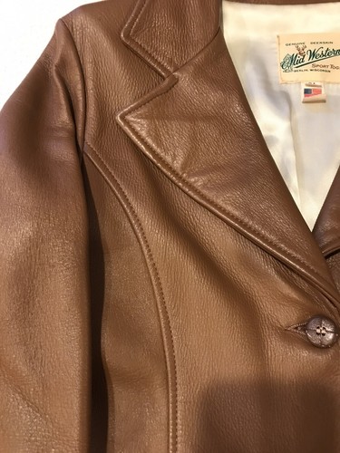 Vintage Mid Western Sport Togs Deer Skin Leather Brown Women's Trench Coat sz 36 - Picture 7 of 22