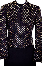 ST.JOHN Women's Black Gold Sequins Throughout Shimmer Zip Jacket Sz 6