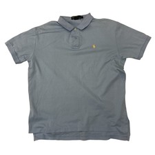Polo Ralph Lauren Mens L Light Blue Short Sleeve Cotton Polo Shirt Yellow Pony