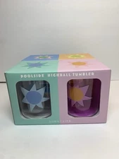 SunnyLife Poolside Highball Tumblers Sunburst Set of 4 Rainbow Multi Summer NEW