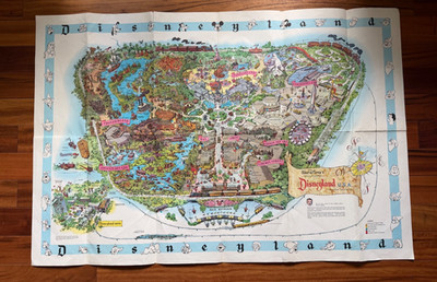 Disneyland Large Color Tourist Map 1962 Walt Disney 30  x 45  Theme Park Folded