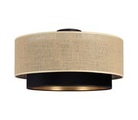 Deckenlampe Esszimmer Stoff Jute Schwarz E27 Ø 45 Cm Deckenleuchte Wohnzimmer