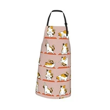 Cat and Dogs Animals Adjustable Bib Neck Chef Aprons, Kitchen Bbq Pink