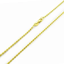 10k Yellow Gold Solid 1.5mm Diamond Cut Rope Chain Necklace Mens Womens 20"