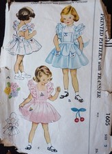 Vtg 1950s McCall 1605 Ruffled Pinafore Sun Dress Petticoat SEWING PATTERN Girl 2