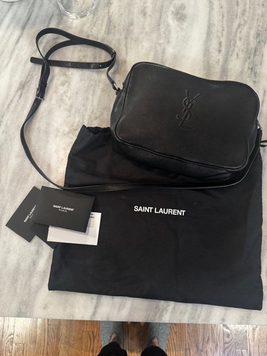 Saint Laurent Small Lambskin Monogram Lou Camera Bag crossbody Black Authentic