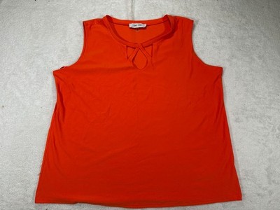 Jones Studio Womens Plus Size 3X Orange Keyhole Sleeveless Tank Top Lightweight