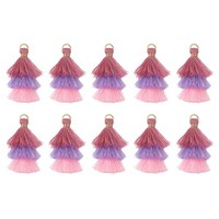 10 StüCk Dreischichtige Quasten SchlüSselanhäNger FüR Bohemian (Rosa/Lila/Rosa)