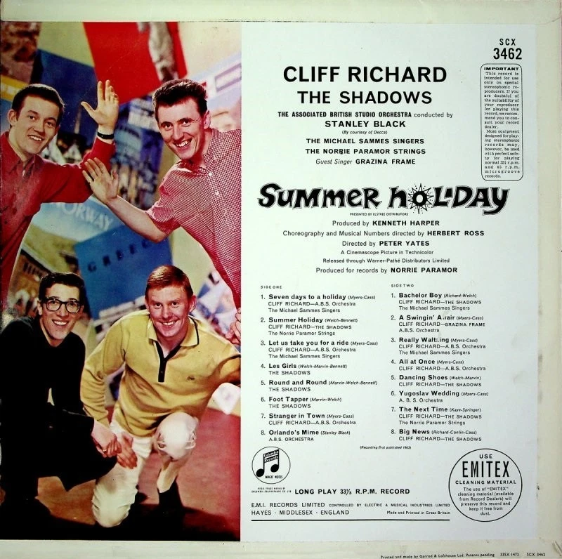 CLIFF RICHARD & THE SHADOWS Summer Holiday Vinyl Record LP Columbia 1963 Stereo - Image 4 of 4