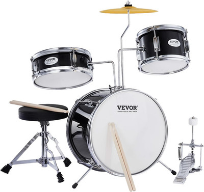 Kids Drum Set, 14 in 3-Piece Beginner Drum Sets Junior Drums Set with Adjustable