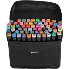 60 Colors Alcohol Brush Ink Markers,Dual Skin Tone Markers Brush Tip Permanen...