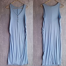 OLD NAVY Maternity Blue Sleeveless Rib-Knit Henley Midi Dress Size M