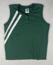 soccer , softball multi sport top dark green white size M made in USA sku#3
