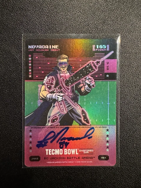 2026 Bo Jackson Battle Arena Tecmo Bowl NOVACAINE Jay Novacek Auto Hex /10 Rare