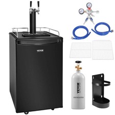 Beer Kegerator, Dual Tap Draft Beer Dispenser, Full Size Keg Refrigerator With S