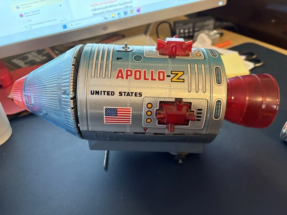 Nave espacial Nomura de hojalata a batería US Moon Traveler Apollo-Z años 60 Japón Foto 4 de 4
