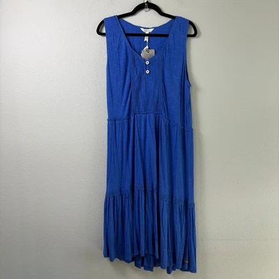 Matilda Jane Sleeveless Tiered Midi Dress Womens XL Blue Lace Trim Slub Knit NWT - Image 1 of 4