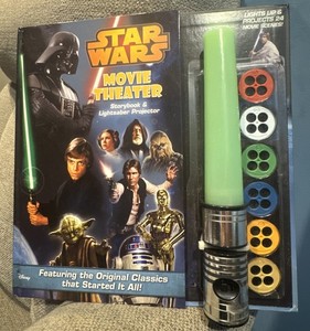Disney STAR WARS Episodes IV V VI MOVIE THEATER Storybook & Lightsaber Projector