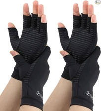 Copper-Infused Nylon Gloves for Arthritis Carpal Tunnel Hand Pain Relief (2pk)