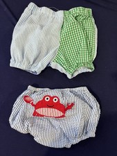 Mudpie And Zubels Baby Boy Diaper Covers 6-12m Seersucker Summer Crab Appliqu 