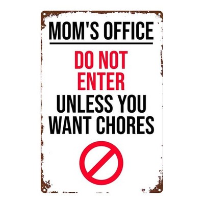 Retro Mom Rules Warning Metal Tin Sign Rustic Home Wall Art Mothers Day Gift