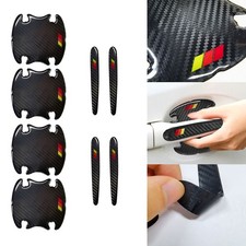 8X Carbon Fiber Car Door Bowl Handle Cup Protector Film Stickers Tri-color EAH