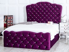 Rochelle Gas Lift Ottoman Storage Bed Crushed Velvet, Chenille, & Linen Fabrics