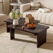 Modern 41.7 In. Espresso Rectangle Wood Coffee Table with Modular Splicing Desig