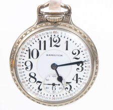 White Gold Filled 16s Hamilton 992E ELINVAR Bar Over Crown Pocket Watch 2653944