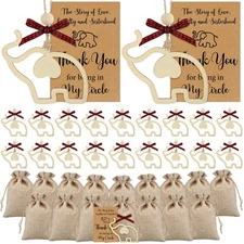 24 Sets Friendship Elephant Ornaments Wooden Christmas Friendship Ornament wi...