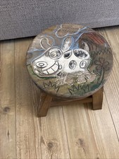 Wood Wooden Painted Dog Puppy Spotty Doggy Child Stool Nursery CRUK Hand Made