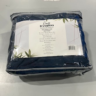 РОСКОШНЫЙ КОМПЛЕКТ ПОСТЕЛЬНОГО БЕЛЬЯ KING BAMBOO COMFORT С КОЛИЧЕСТВОМ НИТЕЙ 1800 шт., РАЗМЕР KING - ТЕМНО-СИНИЙ