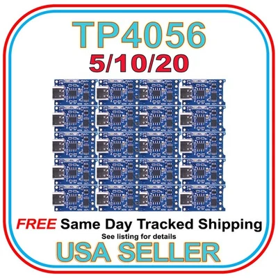 Type-C USB 5V 1A 18650 TP4056 Lithium Battery Charging Board Charger US